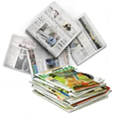 Newspapers and magazines for recycling.